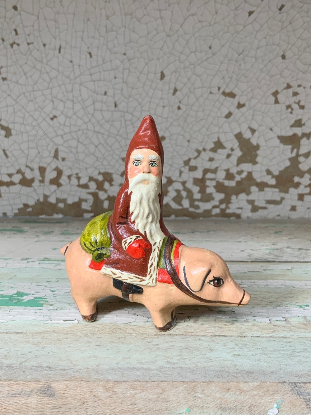 🎅 Vaillancourt “Santa on Pig” Handpainted 2001